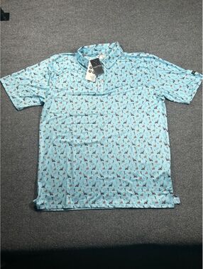 YATTA Golf Men's 2XL Light Blue Golf Polo Shirt with Golf Print